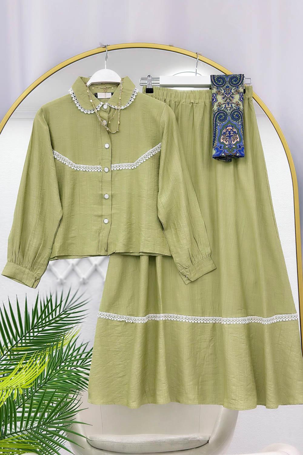 FİSTO GÜPÜRLÜ ETEKLİ KOT TAKIM