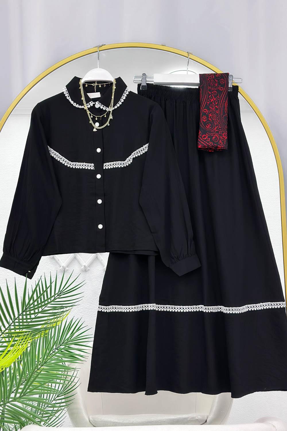 FİSTO GÜPÜRLÜ ETEKLİ KOT TAKIM