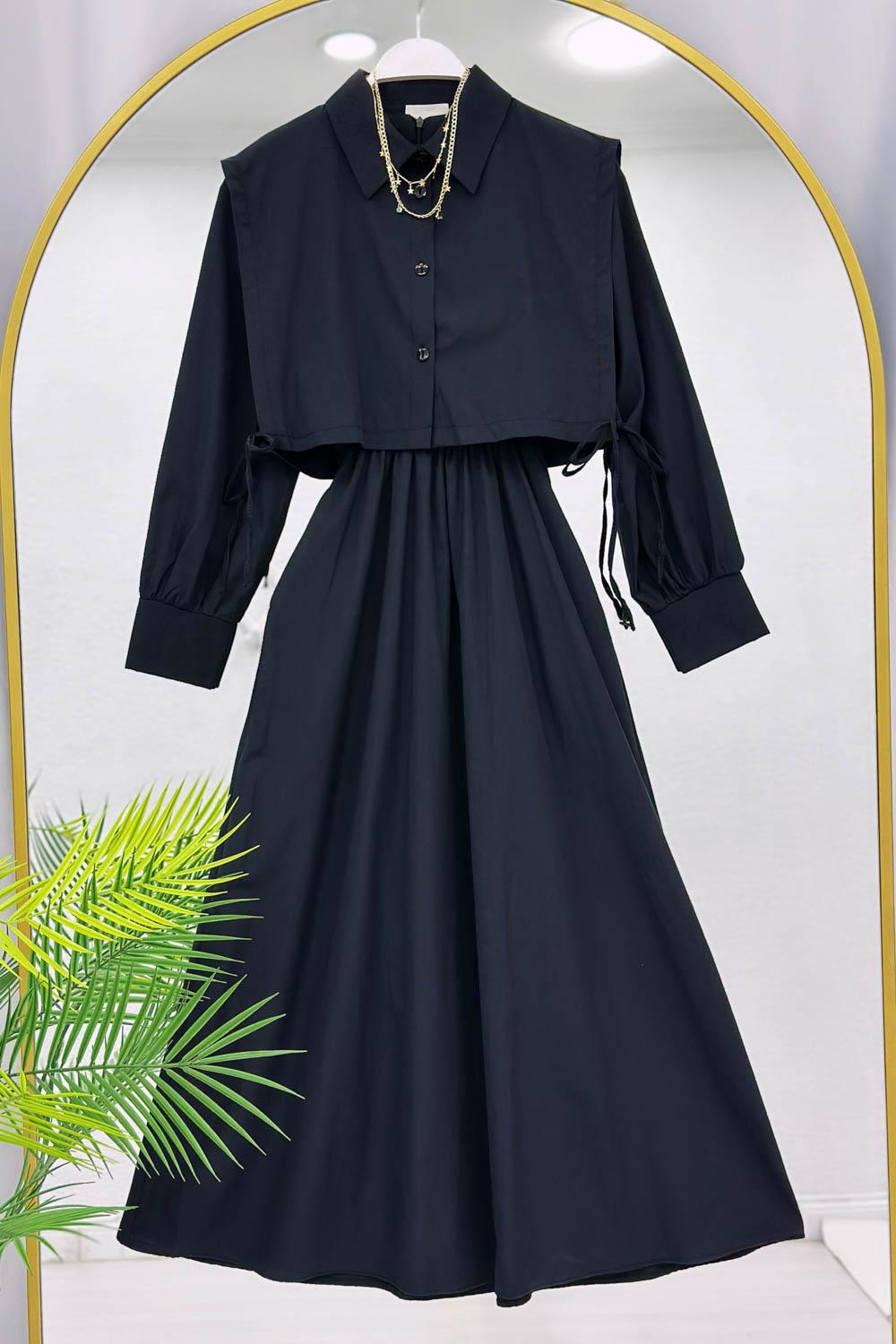 CEPLİ GÖMLEK DETAYLI KADIN ELBİSE