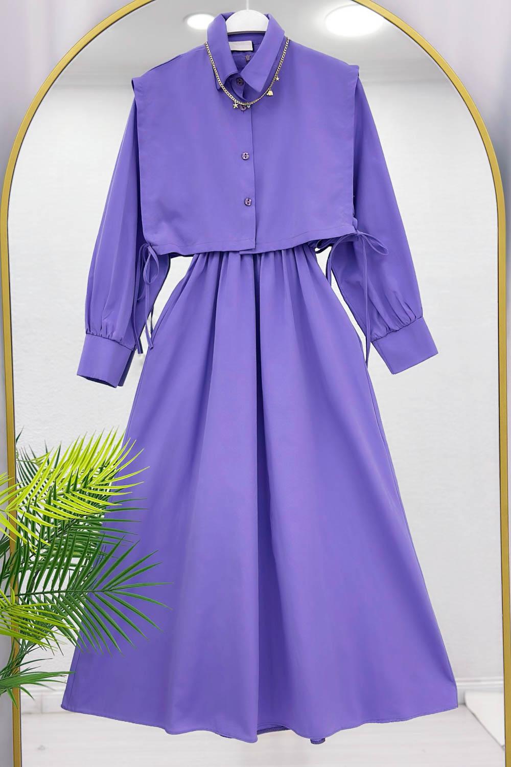 CEPLİ GÖMLEK DETAYLI KADIN ELBİSE