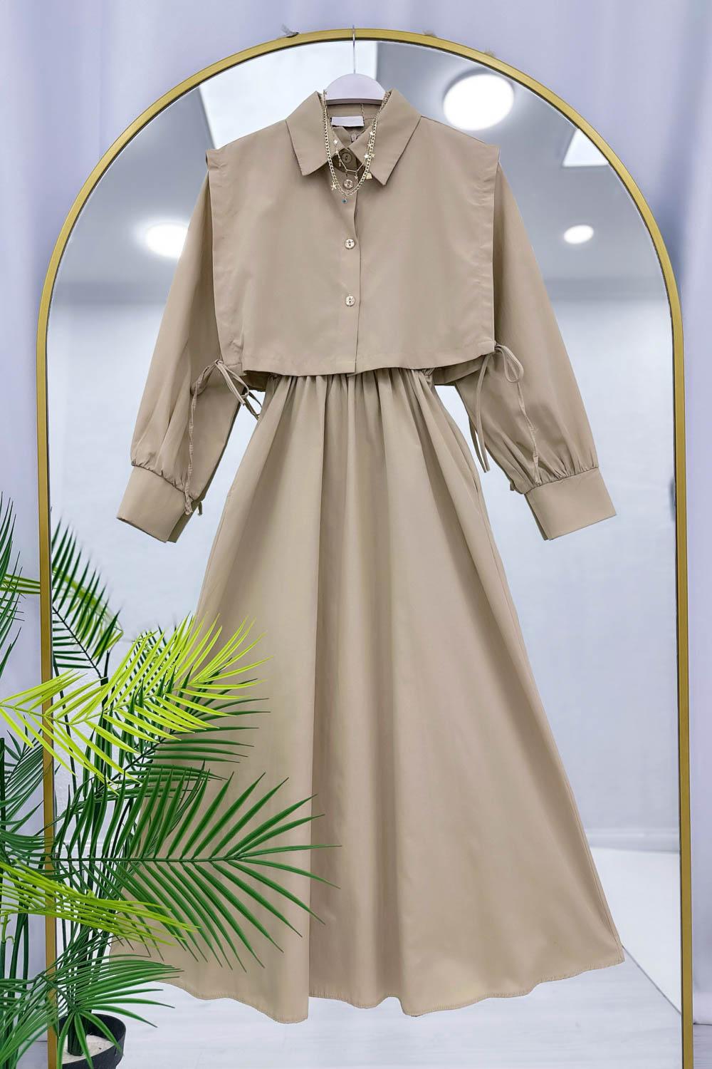 CEPLİ GÖMLEK DETAYLI KADIN ELBİSE