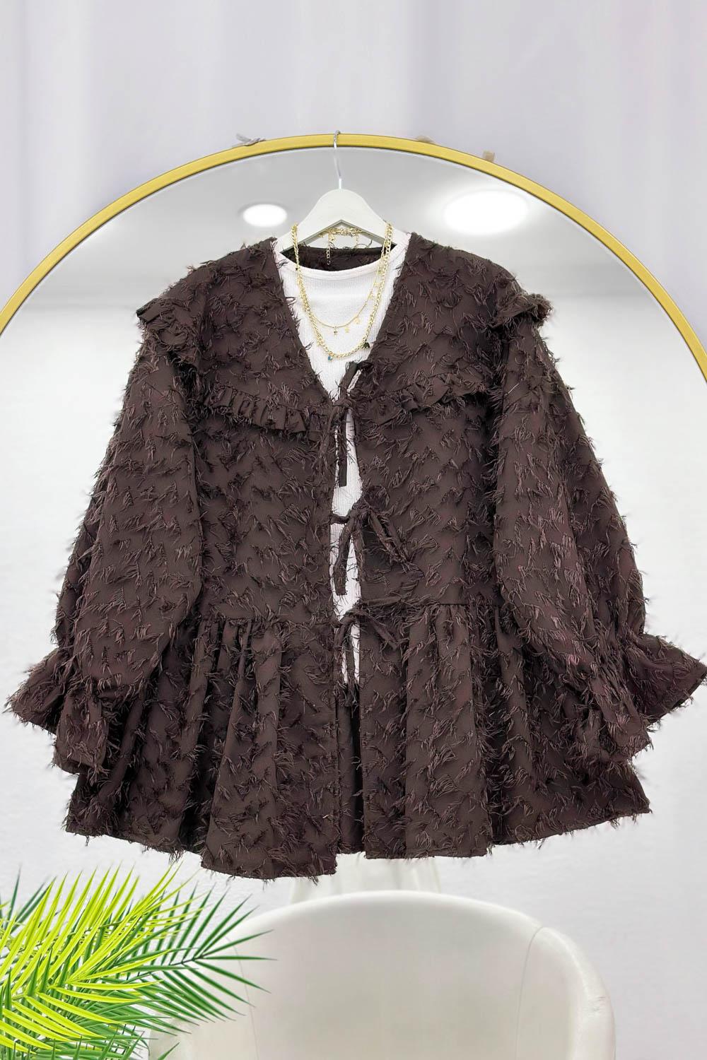 PÜSKÜL DETAYLI ÖNDEN BAĞLAMALI KİMONO