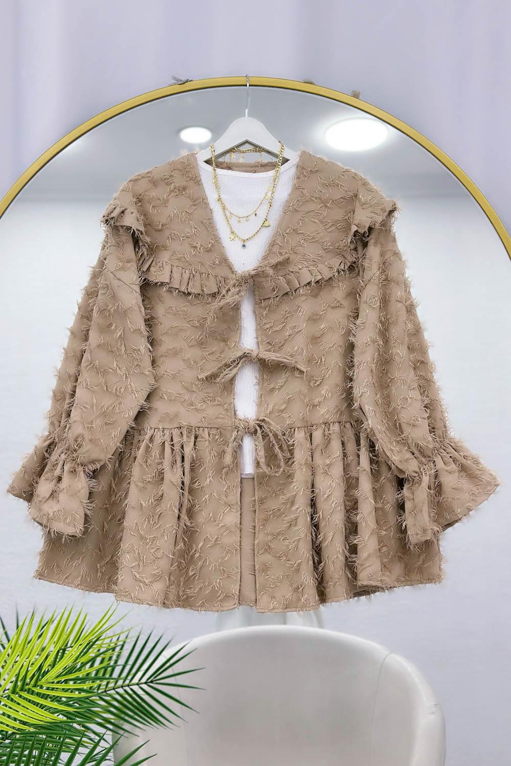 PÜSKÜL DETAYLI ÖNDEN BAĞLAMALI KİMONO