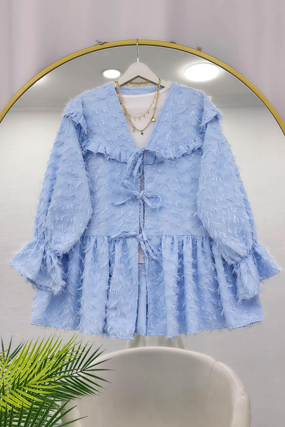 PÜSKÜL DETAYLI ÖNDEN BAĞLAMALI KİMONO