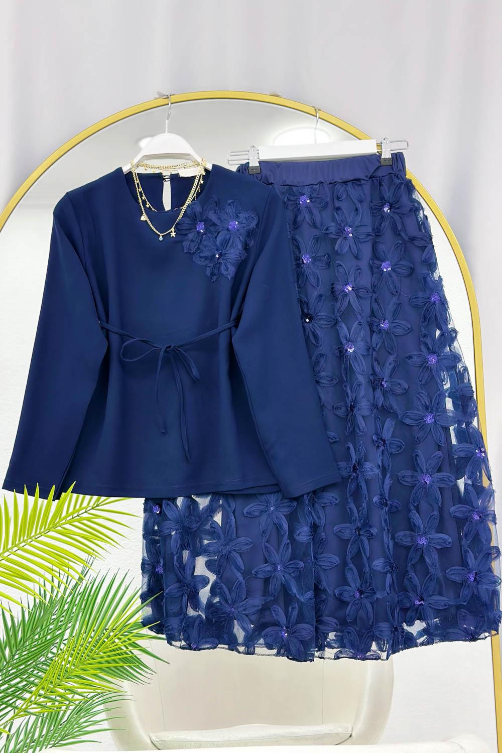 ETEĞİ TÜL ÇİÇEKLİ KADIN TAKIM