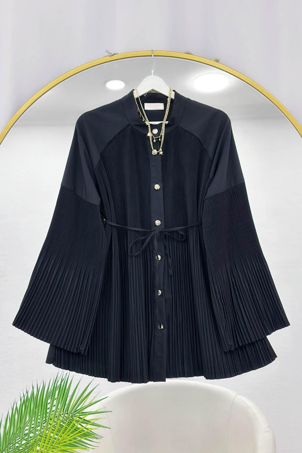 PİLİSE DETAYLI İPLİ GÖMLEK