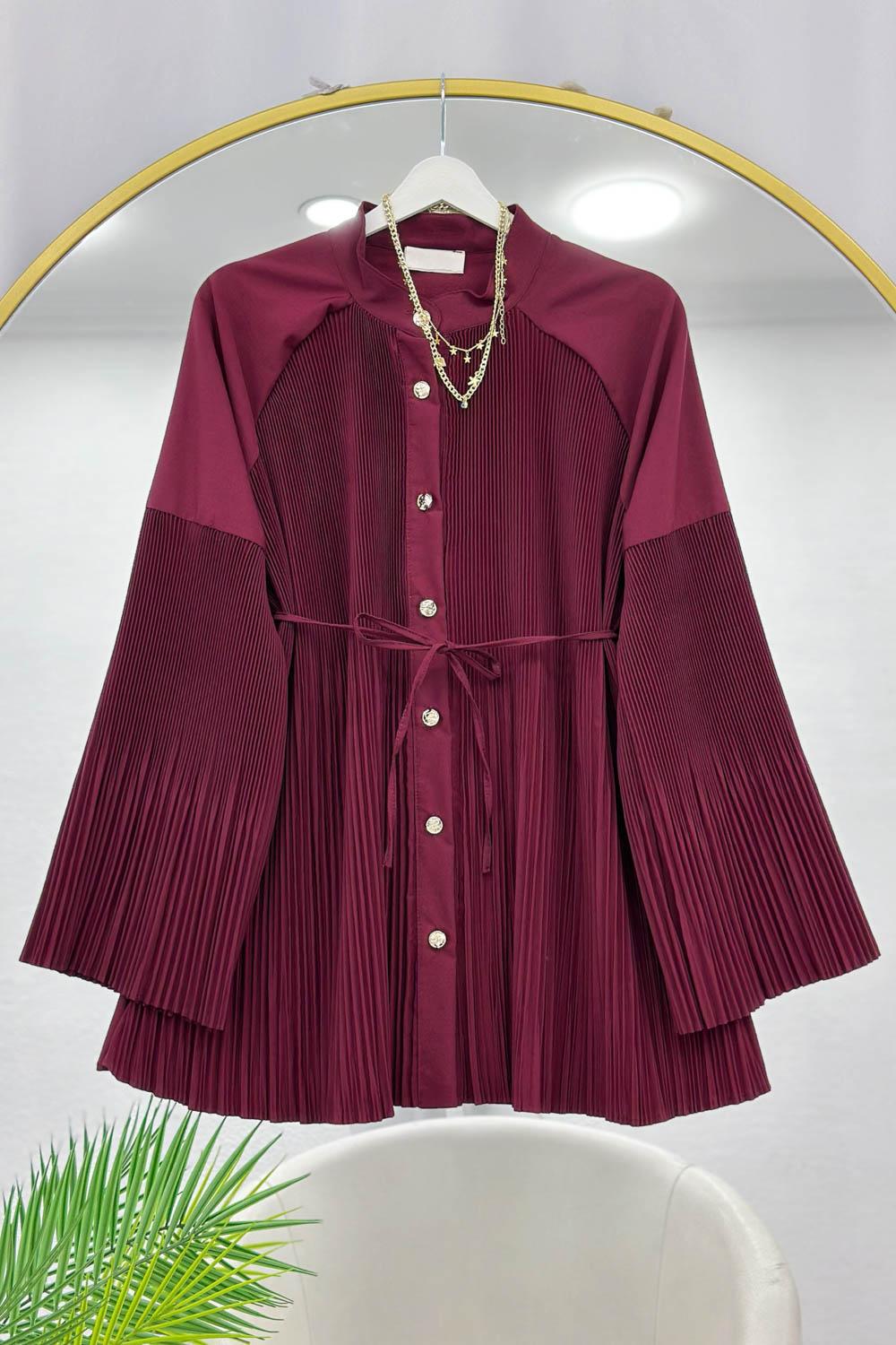 PİLİSE DETAYLI İPLİ GÖMLEK