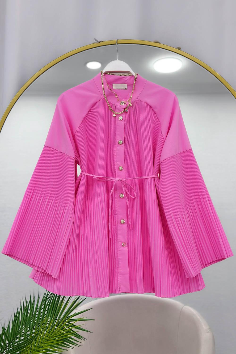 PİLİSE DETAYLI İPLİ GÖMLEK