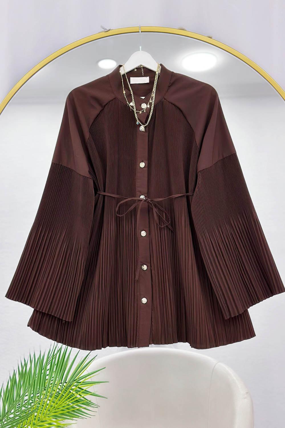 PİLİSE DETAYLI İPLİ GÖMLEK