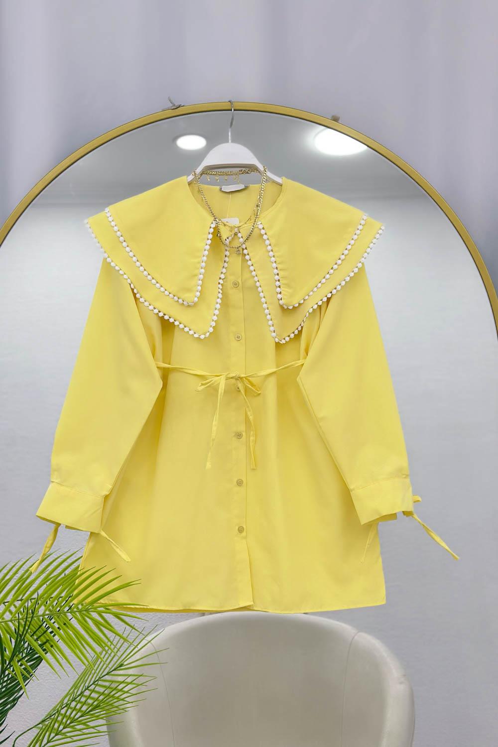 GÜPÜRLÜ ÇİFT YAKA GÖMLEK