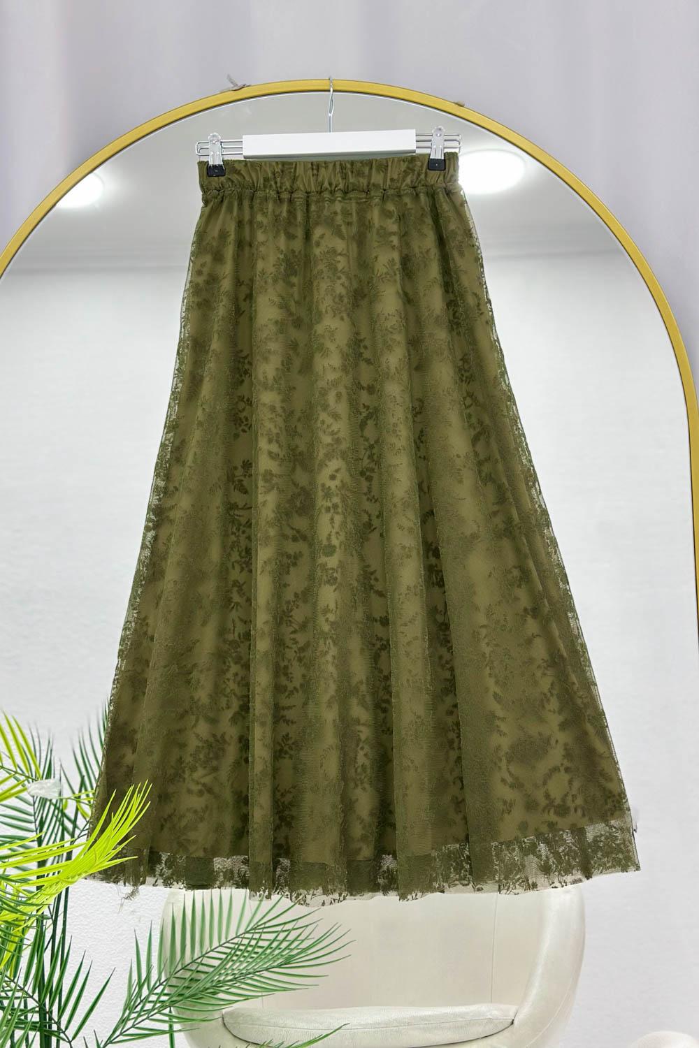 TÜL ÇİÇEK DESENLİ KADIN ETEK