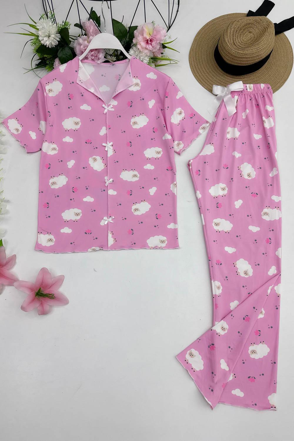 FİYONK DETAYLI KADIN PİJAMA TAKIMI