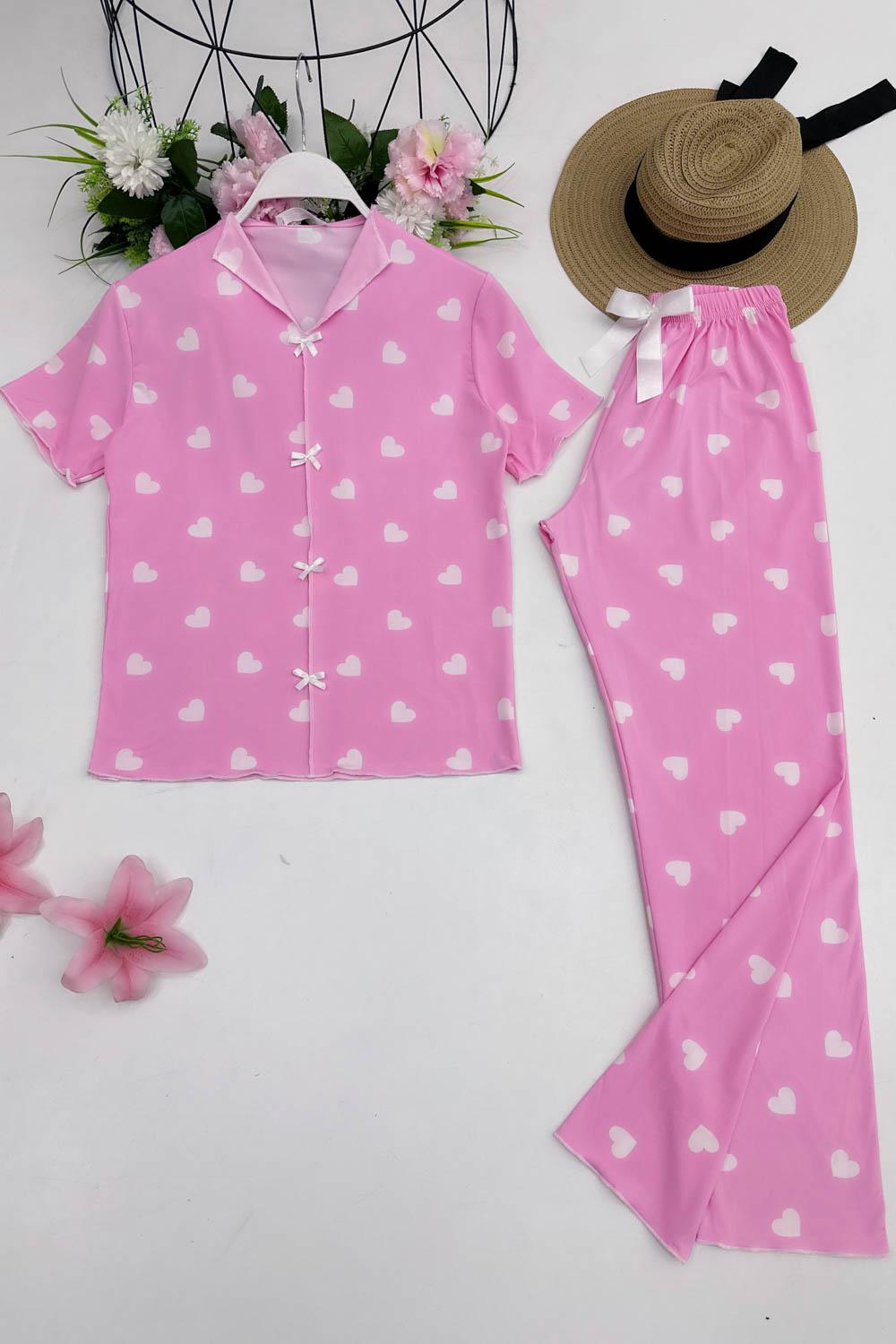 FİYONK DETAYLI KADIN PİJAMA TAKIMI