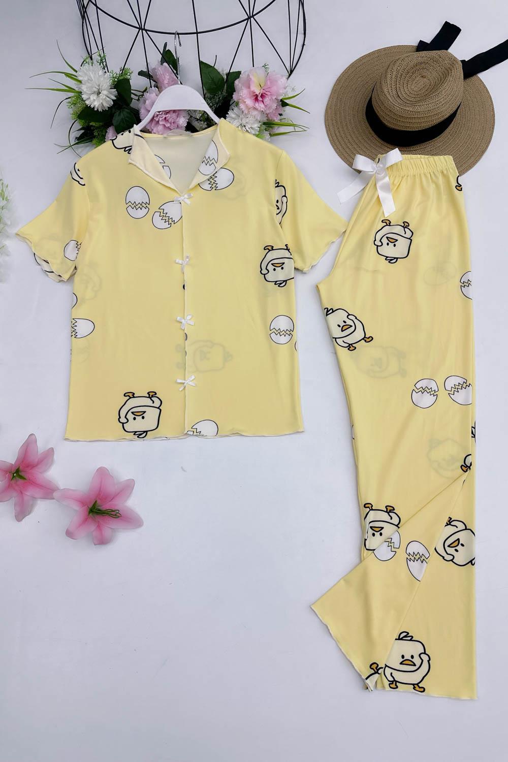 FİYONK DETAYLI KADIN PİJAMA TAKIMI