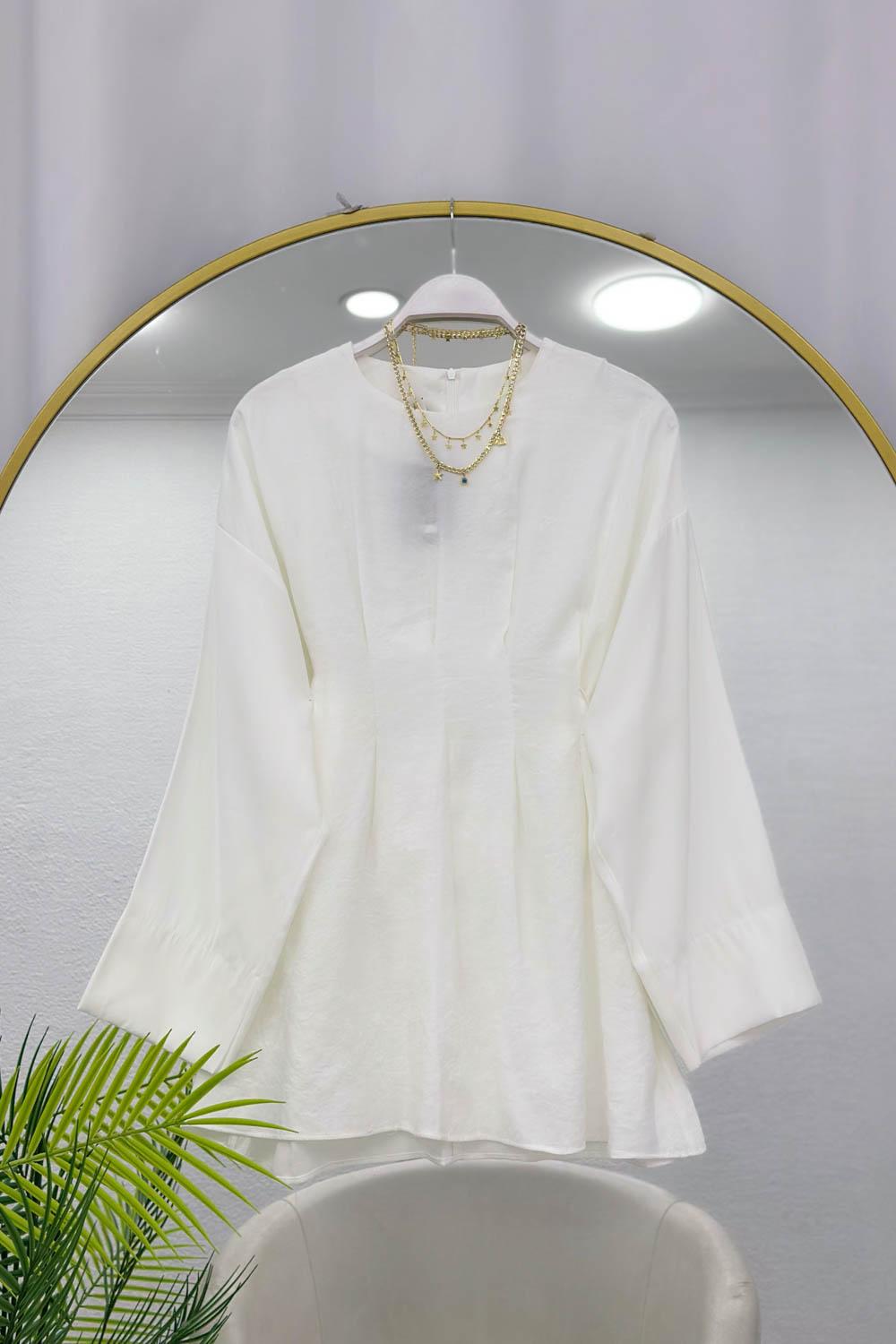 PENSLİ BELDEN KUŞAKLI TENSEL GÖMLEK