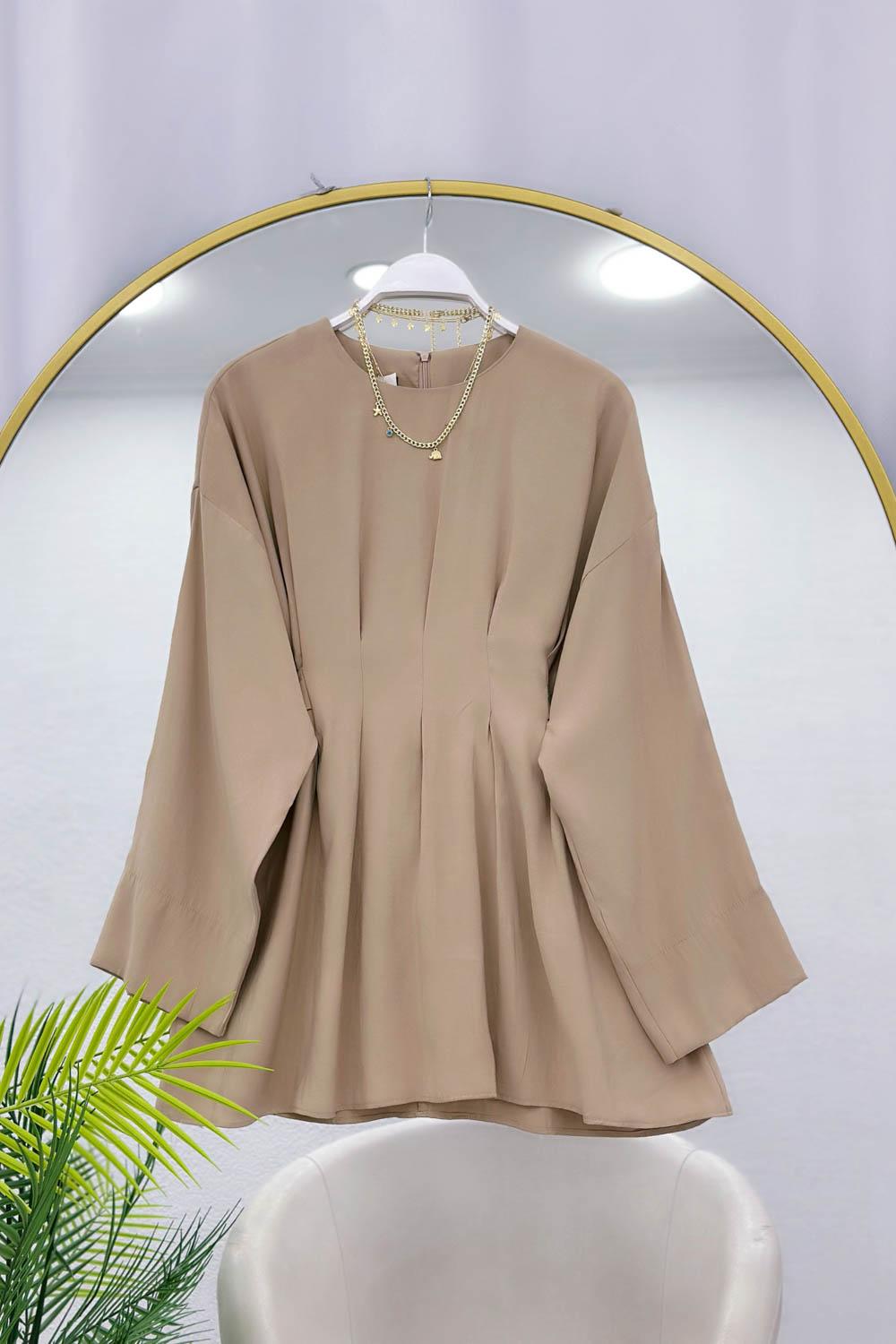 PENSLİ BELDEN KUŞAKLI TENSEL GÖMLEK