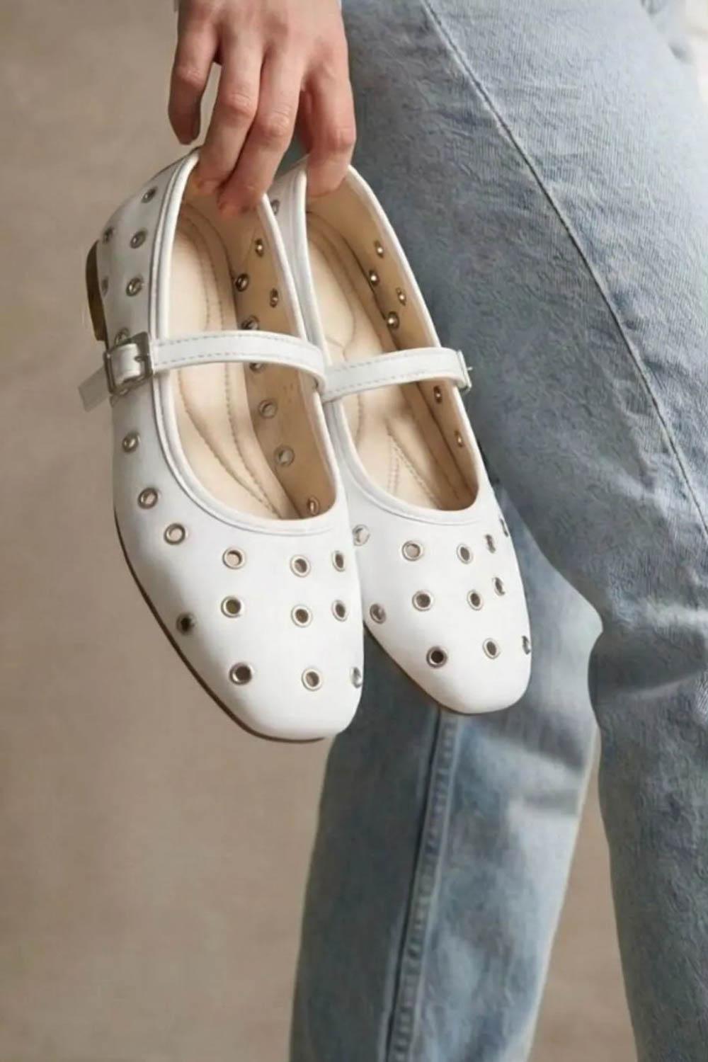 KUŞGÖZLÜ  BANTLI KADIN BABET AYAKKABI