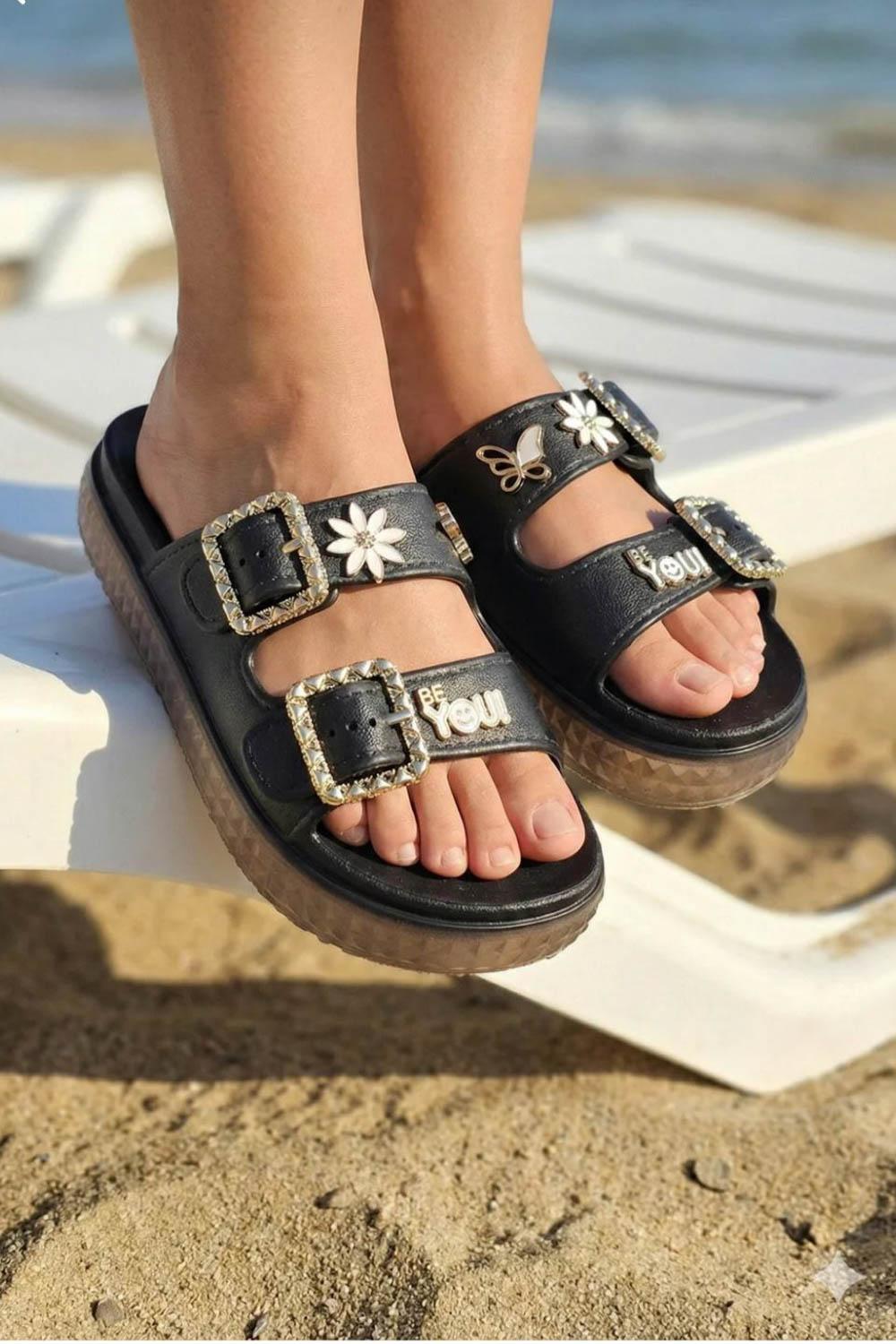 TAŞLI TOKALI  KALIN TABAN KADIN TERLİK