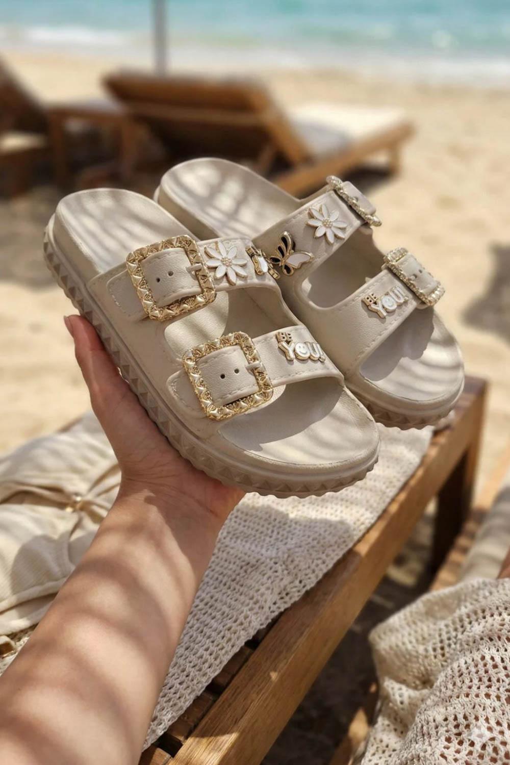 TAŞLI TOKALI  KALIN TABAN KADIN TERLİK