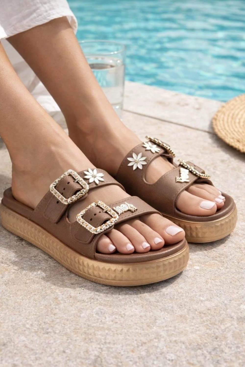 TAŞLI TOKALI  KALIN TABAN KADIN TERLİK