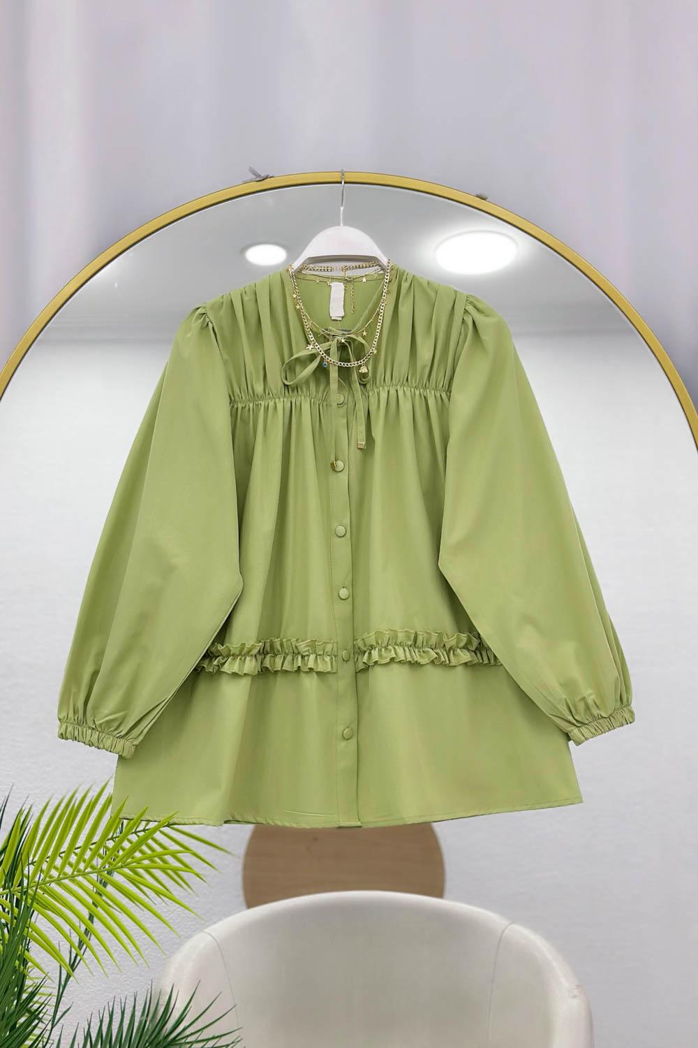 BÜZGÜ VE FIRFIR DETAYLI GÖMLEK