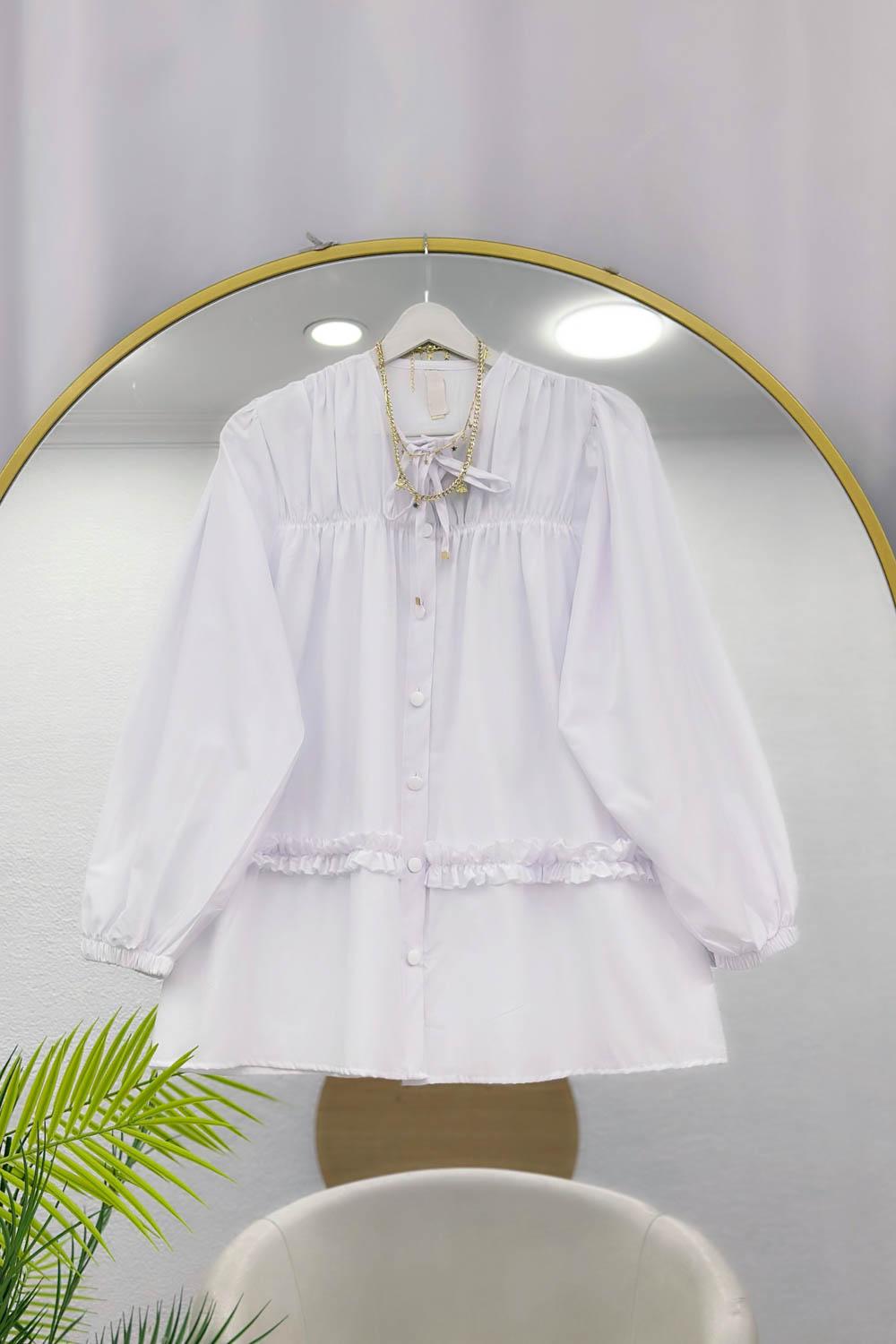 BÜZGÜ VE FIRFIR DETAYLI GÖMLEK