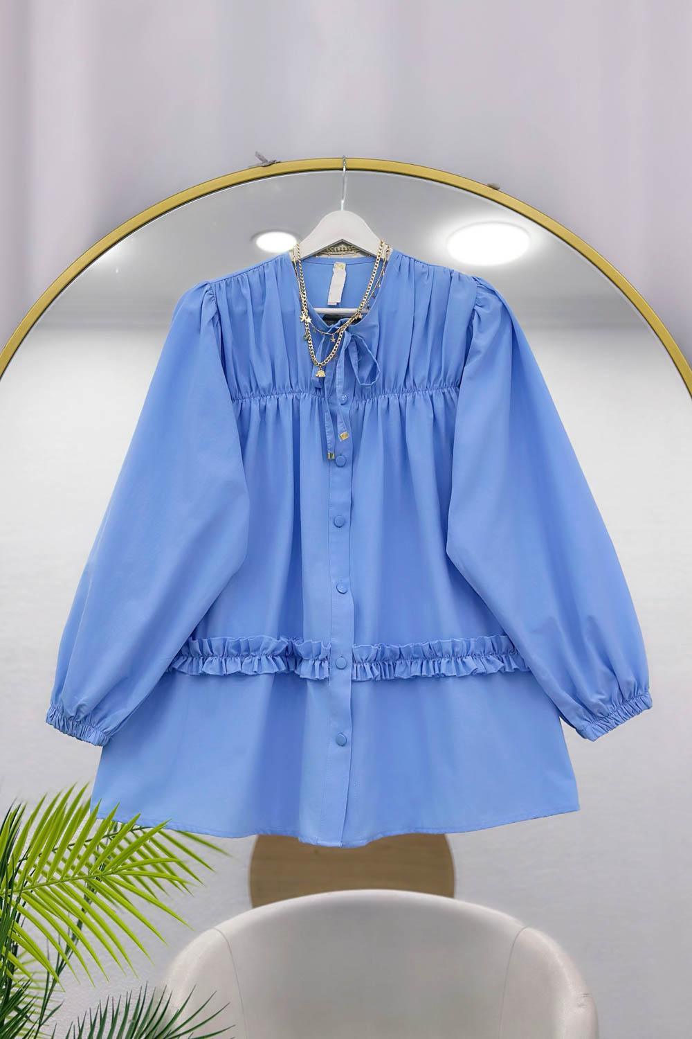 BÜZGÜ VE FIRFIR DETAYLI GÖMLEK