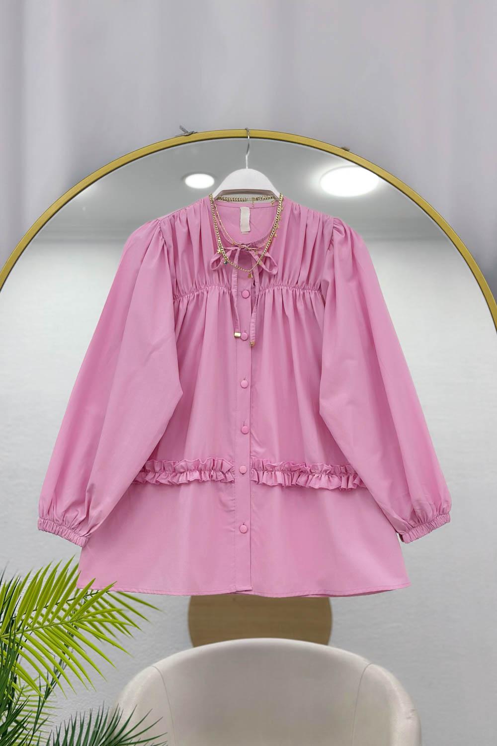 BÜZGÜ VE FIRFIR DETAYLI GÖMLEK