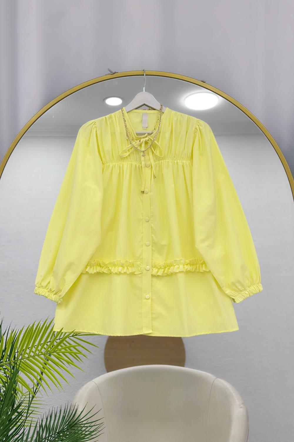 BÜZGÜ VE FIRFIR DETAYLI GÖMLEK