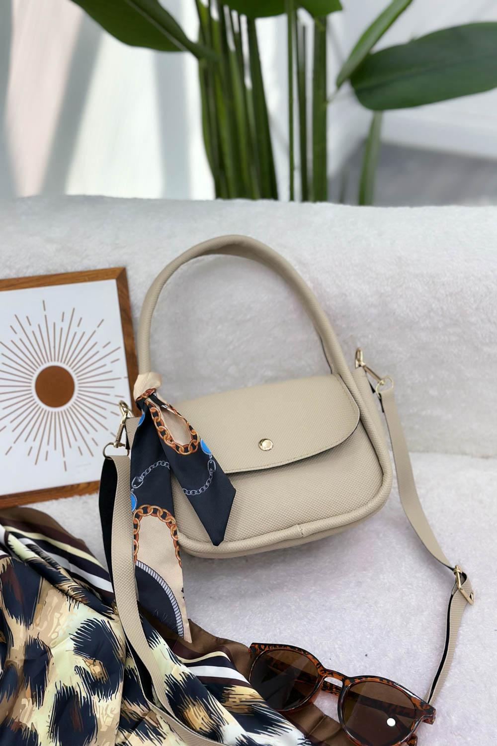 FULARLI MİNİ BOY KADIN ÇANTASI