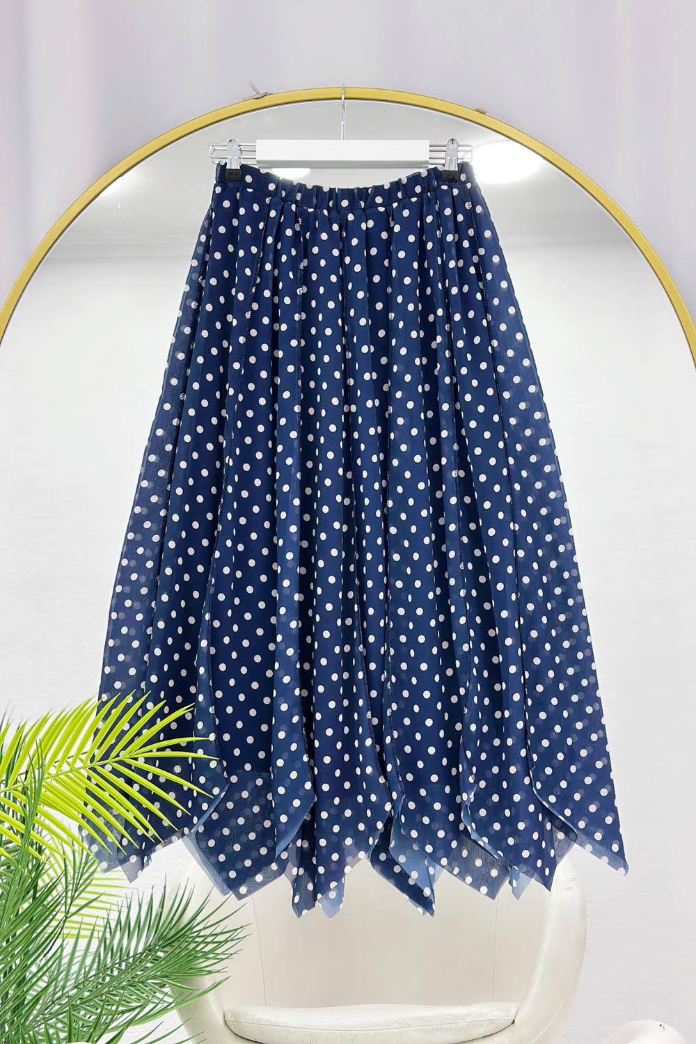 PUANLI ZİGZAG KESİM ŞİFON ETEK