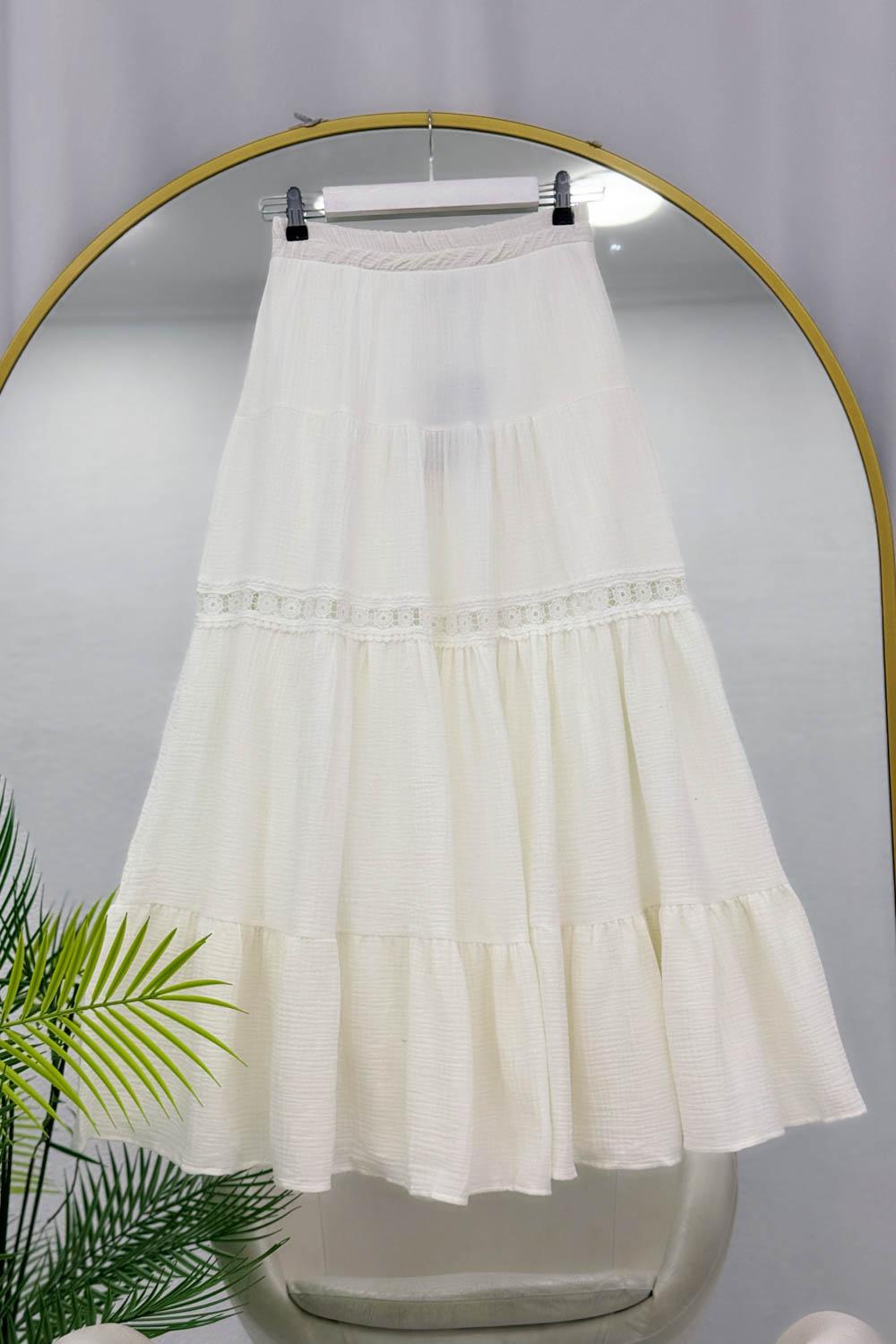 ARA DANTELLİ MÜSLİN ETEK