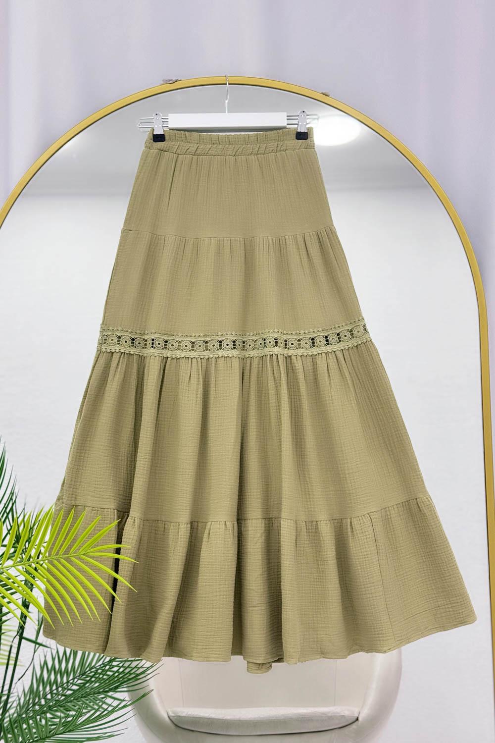 ARA DANTELLİ MÜSLİN ETEK