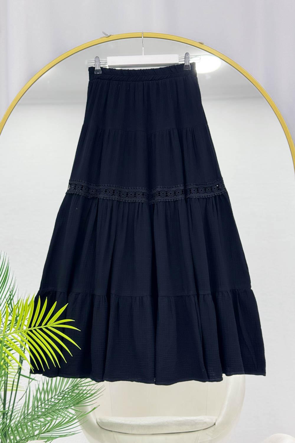 ARA DANTELLİ MÜSLİN ETEK