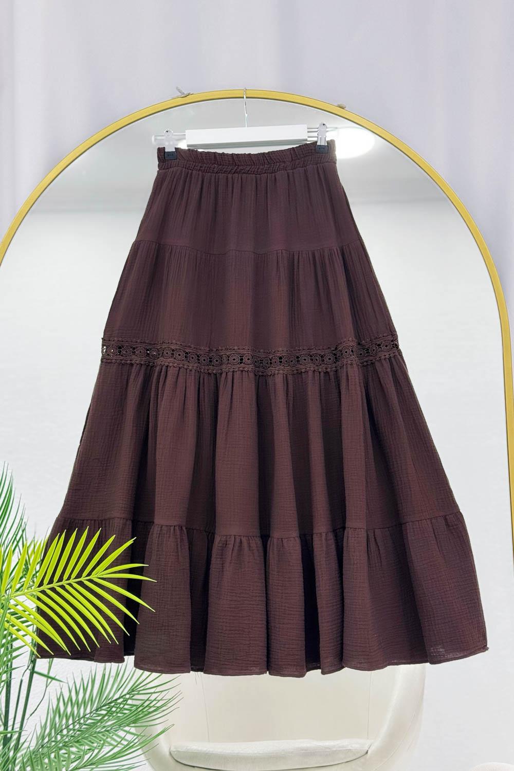 ARA DANTELLİ MÜSLİN ETEK