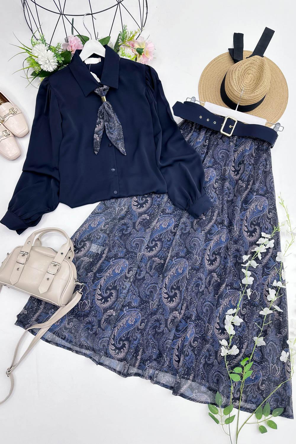 MAYA  FULARLI GÖMLEK ETEK TAKIM