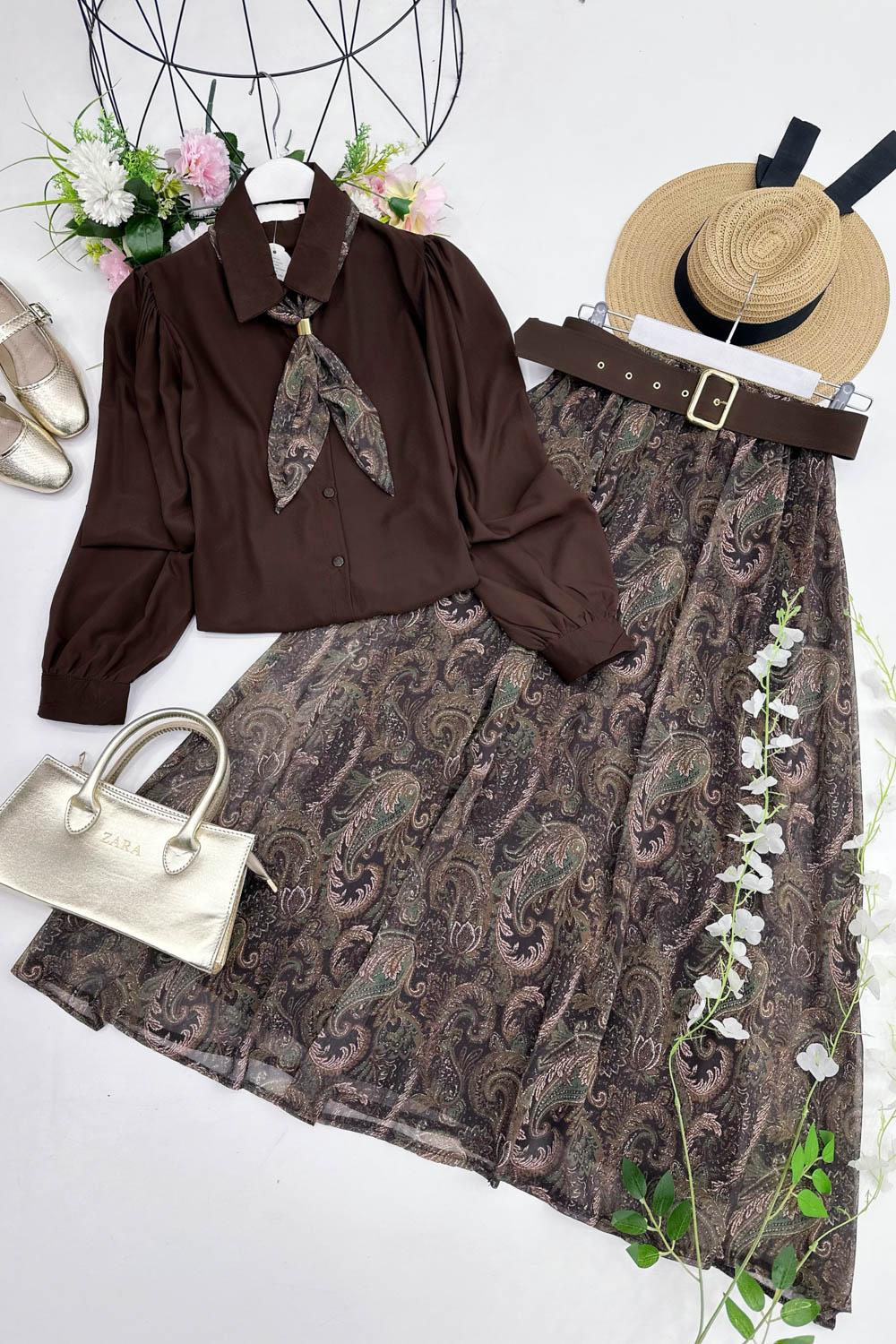 MAYA  FULARLI GÖMLEK ETEK TAKIM