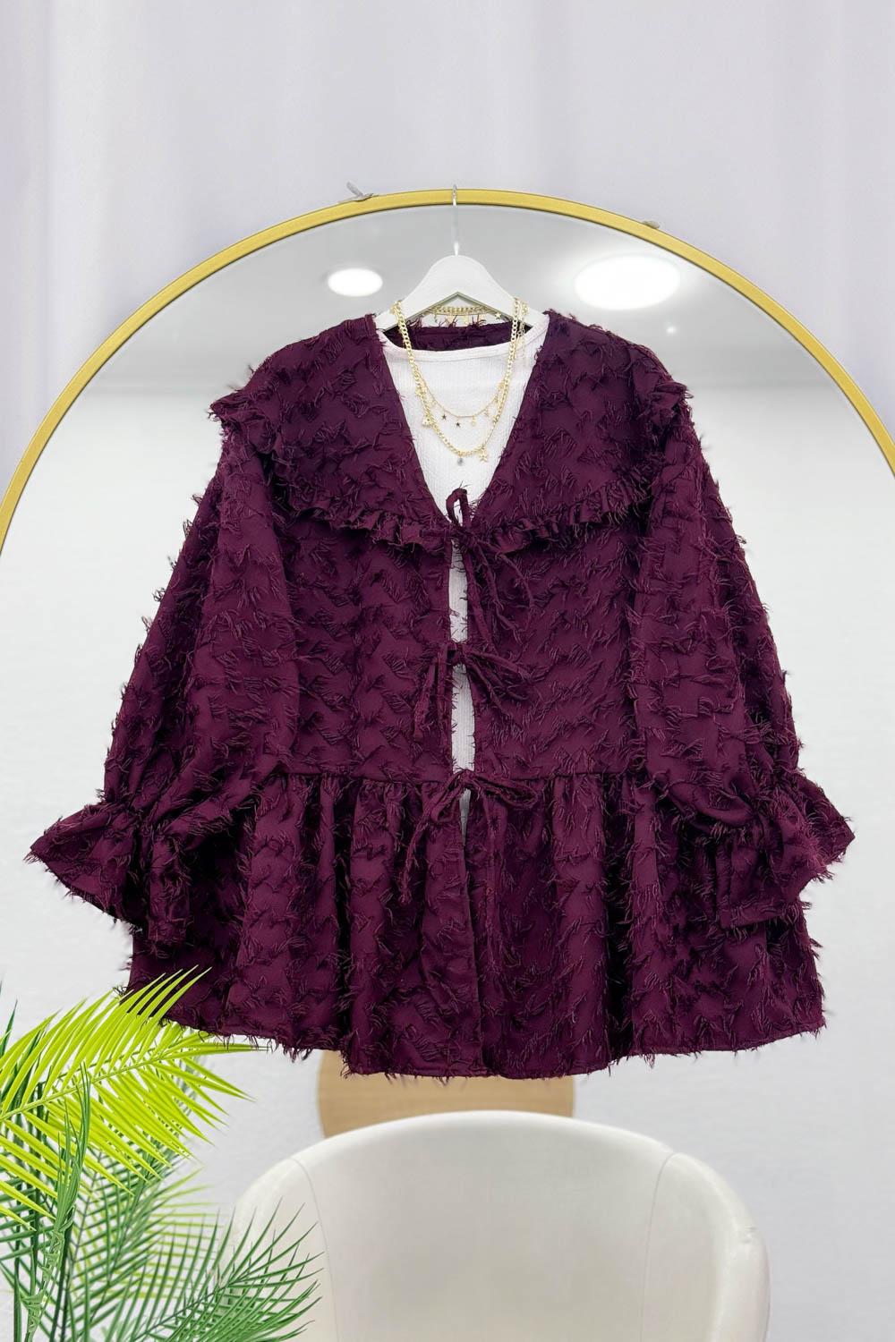 PÜSKÜL DETAYLI ÖNDEN BAĞLAMALI KİMONO