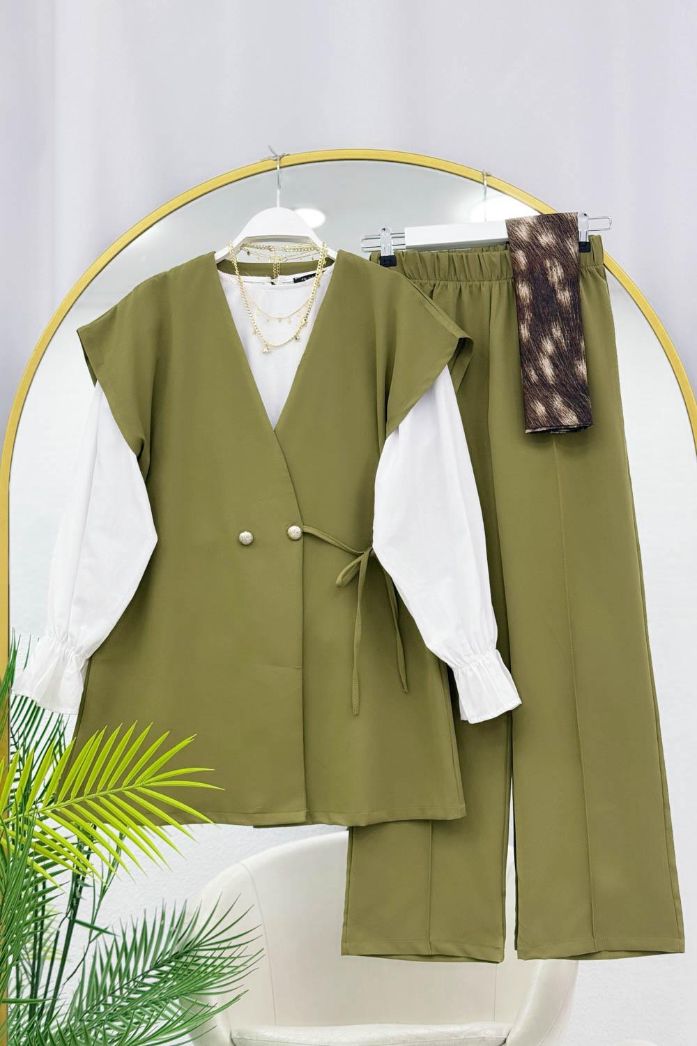 YANDAN BAĞLAMALI YELEK TAKIM