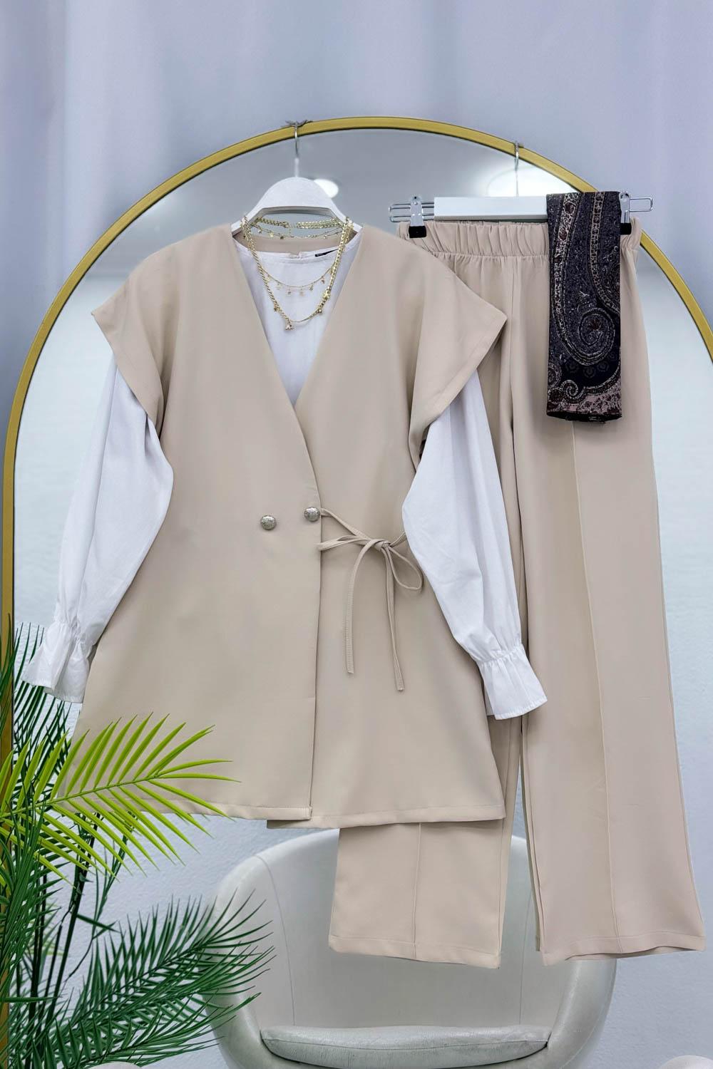 YANDAN BAĞLAMALI YELEK TAKIM