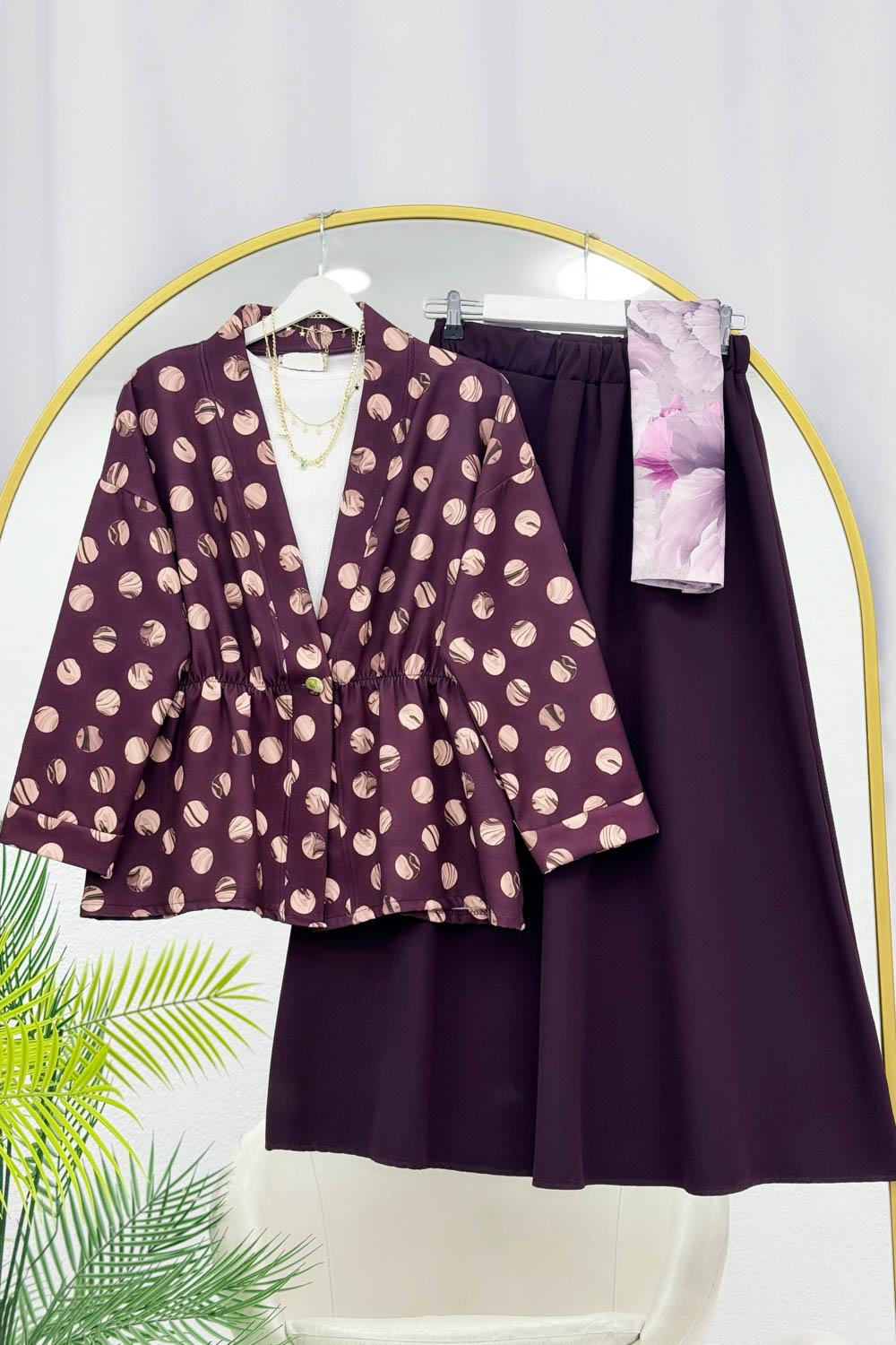 BENEK DESENLİ ETEKLİ KREP TAKIM