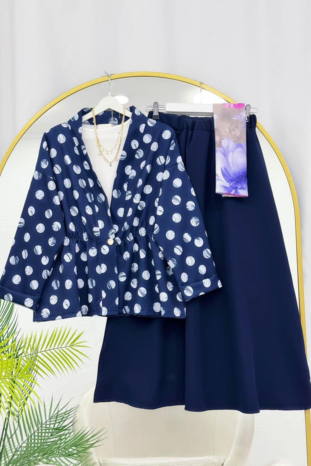 BENEK DESENLİ ETEKLİ KREP TAKIM