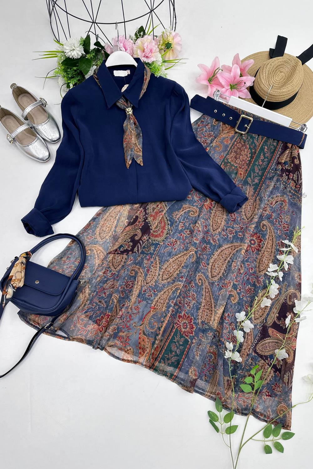 MODA FULARLI GÖMLEK ETEK TAKIM