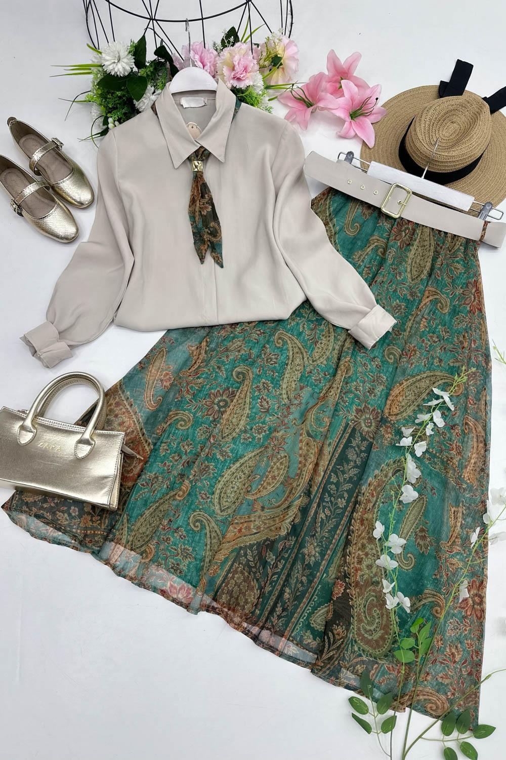 MODA FULARLI GÖMLEK ETEK TAKIM