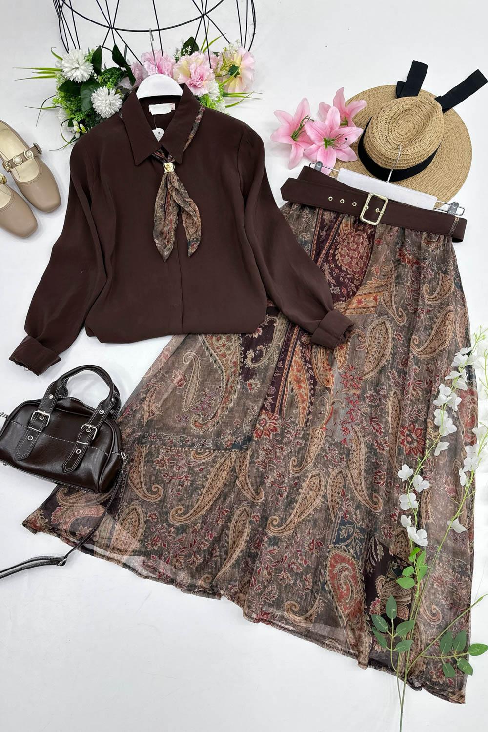 MODA FULARLI GÖMLEK ETEK TAKIM