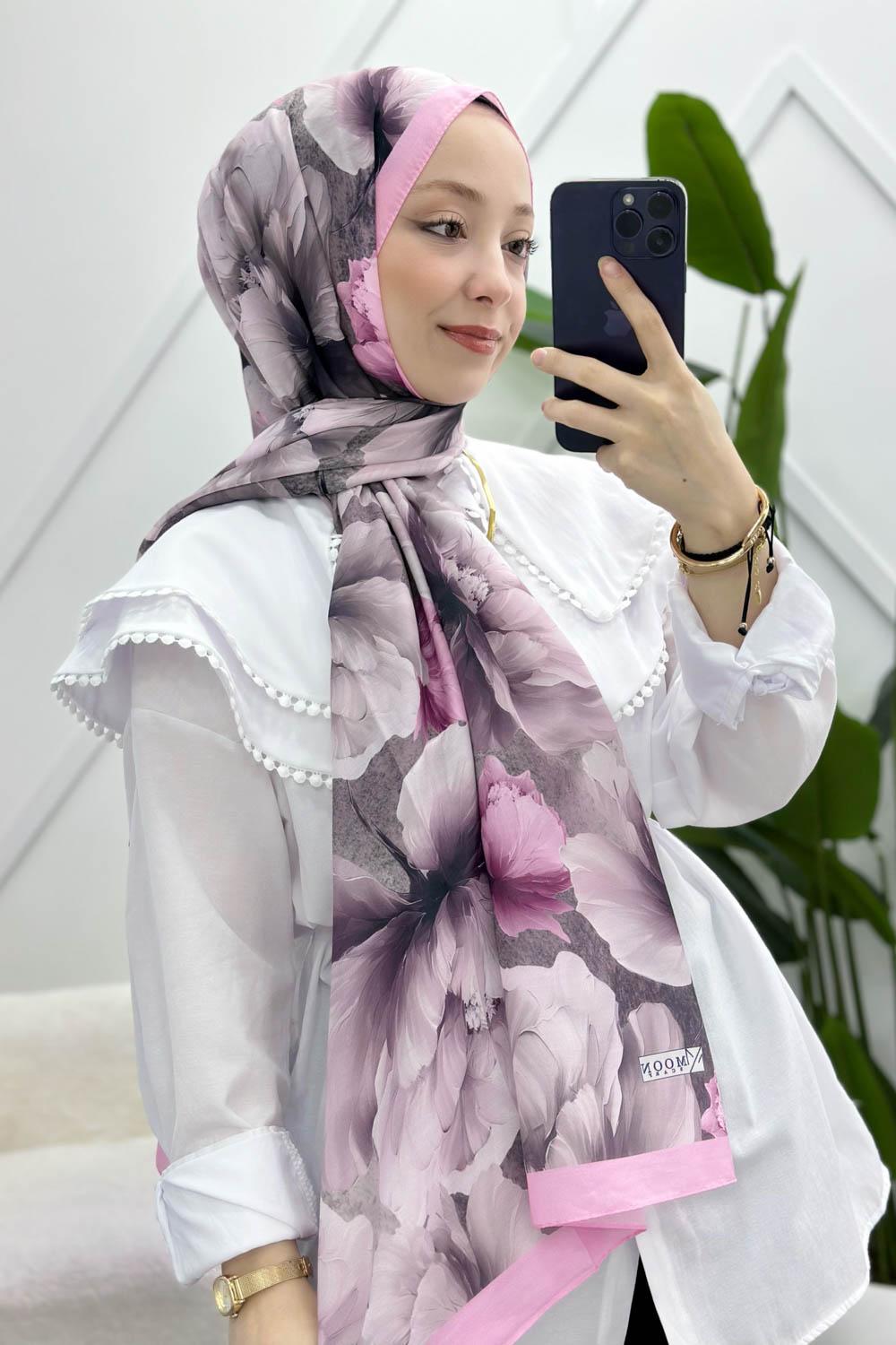 PEMBE SERİSİ DESENLİ PAMUK ŞAL