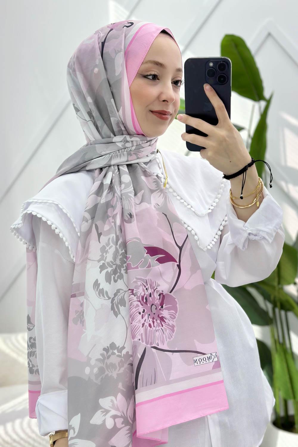 PEMBE SERİSİ DESENLİ PAMUK ŞAL