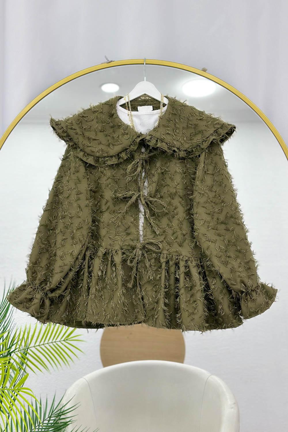 PÜSKÜL DETAYLI ÖNDEN BAĞLAMALI KİMONO