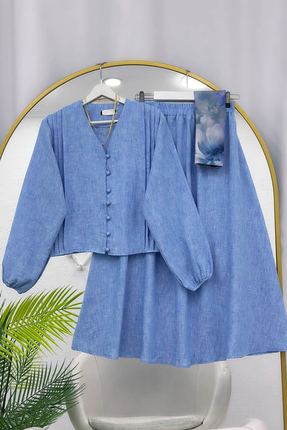 DRAPELİ KETEN ETEKLİ TAKIM