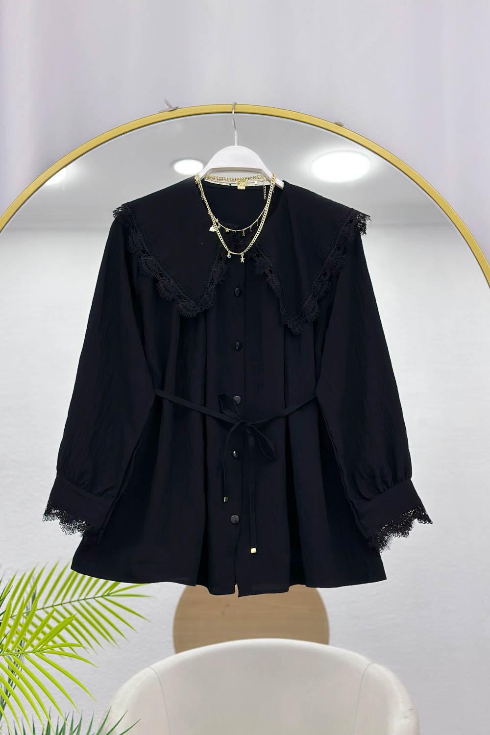 YAKA DANTEL TENSEL GÖMLEK